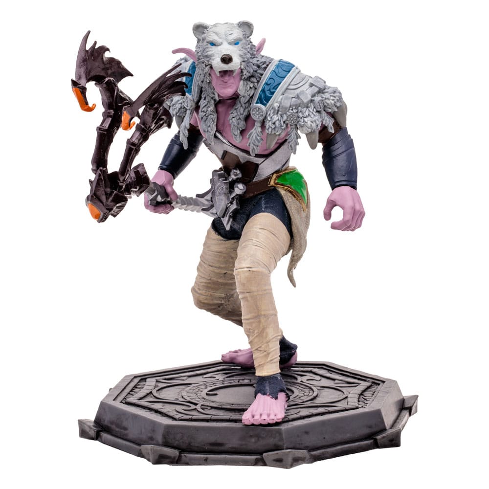 McFarlane Toys World Of Warcraft – Figurina Elfo Della Notte: Druido/Ladro 15 Cm, Con Accessori Intercambiabili E Base Da Esposizione